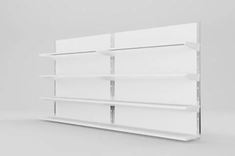 	Empty Shelf of with space for product placement in white color minimal style Stock Illustration