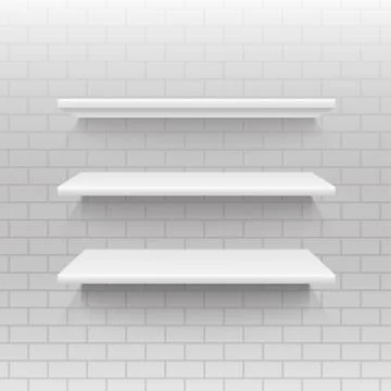 Empty shelf on a wall from blocks. Eps 10. Stock Illustration