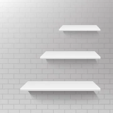 Empty shelf on a wall from blocks. Eps 10. Illustrazione stock