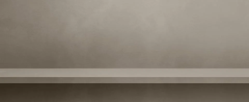 Empty shelf on a warm grey concrete wall. Background template. Horizontal b.. Stock Illustration