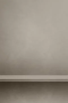Empty shelf on a warm grey concrete wall. Background template. Vertical mocku Stock Illustration
