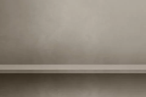 Empty shelf on a warm grey concrete wall. Background template. Horizontal m.. Stock Illustration