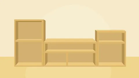 Empty shelfs vector catoon illustration. Stock Illustration