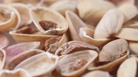 Empty Shell Pistachios Nuts. Macro. Video stock 154604759