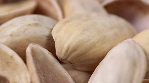 Empty Shell Pistachios Nuts. Macro. Video stock 154607503