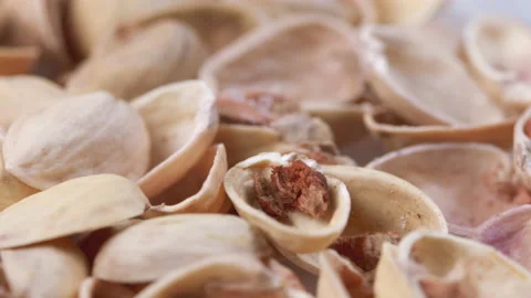 Empty Shell Pistachios Nuts. Macro. Video stock 154608915