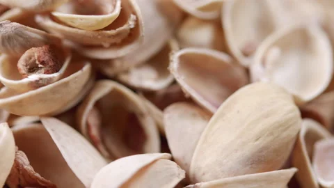 Empty Shell Pistachios Nuts. Macro. Video stock 154610051