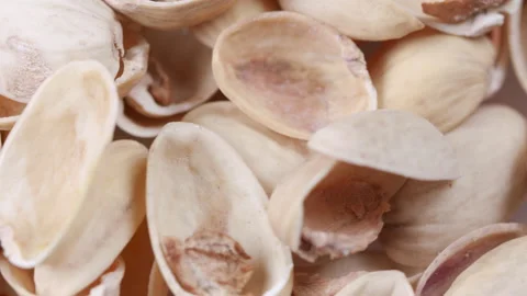 Empty Shell Pistachios Nuts. Macro. Video stock 154610513