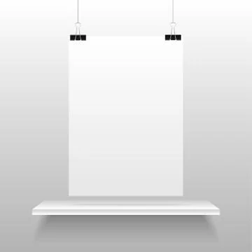 Empty shelves and clips on a string. Eps 10. Stock Illustration