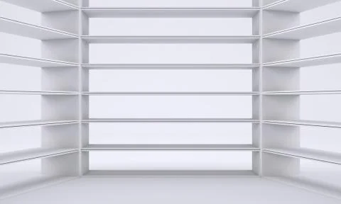 Empty shelves, blank bookcase library Stock Illustration