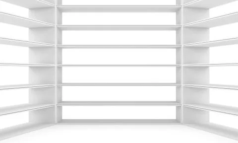 Empty shelves, blank bookcase library Stock Illustration