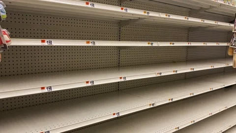 Empty shelves at a grocery store due to COVID-19 Stock Footage