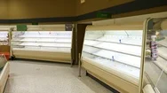 Empty Shelves At Grocery Store In Usa. Sold Out Goods Due To Covid Coronavirus Stock Footage