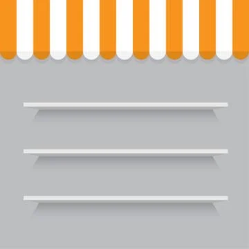 Empty shelves on light grey wall. Vector Image. Stock Illustration