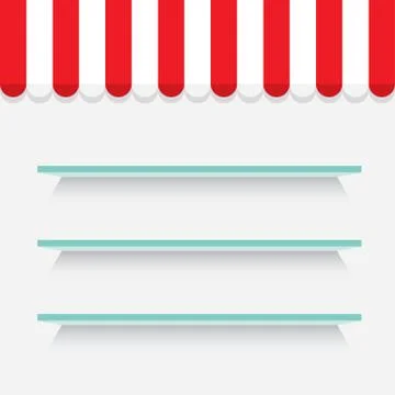 Empty shelves on light grey wall. Vector Image. Stock Illustration