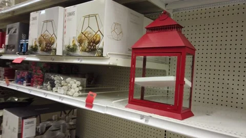 Empty shelves in a store Stock Footage 144050231