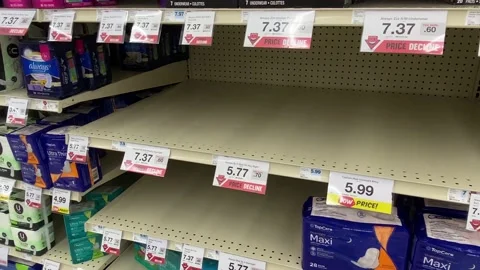 Empty Shelves - Supply Chain Problems - grocery store Stock Footage 168447693