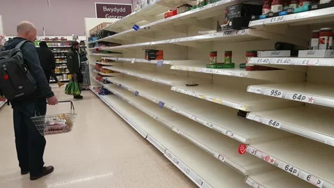 Empty shelves Tesco supermarket Covid19 Corona virus Stock Footage