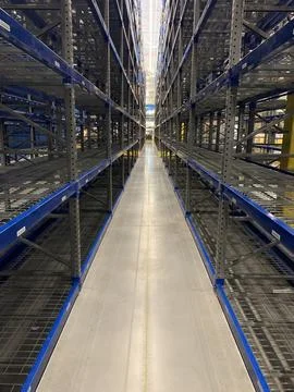 Empty Shelves at a Warehouse Stock Photos