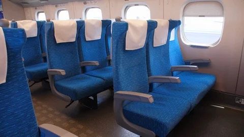 Empty Shinkansen (Bullet Train) Seats (2) - Japan Stock Footage 95910217