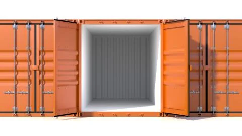 Empty ship cargo container side view 20 feet length Stock Illustration