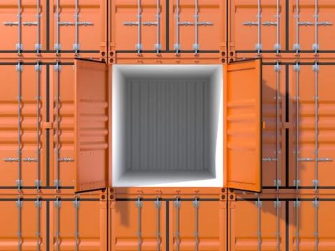 Empty ship cargo container side view 20 feet length Stock Illustration
