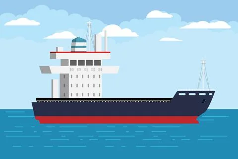 Empty Ship. Flat and solid color vector illustration. Stock Illustration