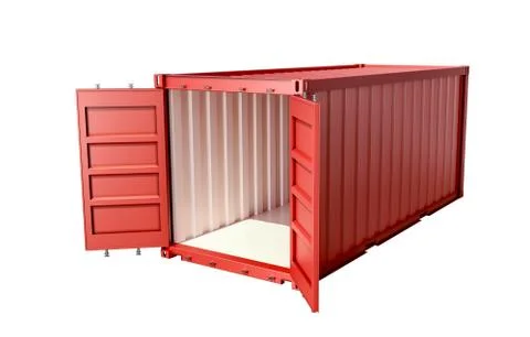Empty shipping Container with open doors isolated on white Stock Illustration