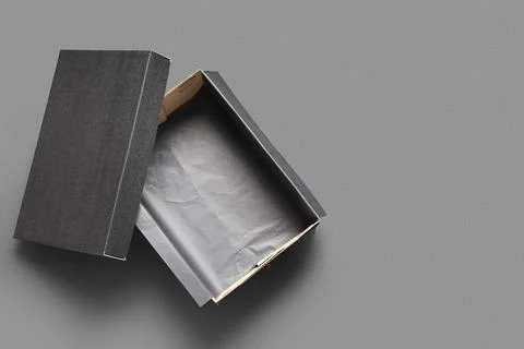 Empty shoebox on black background Stock Photos