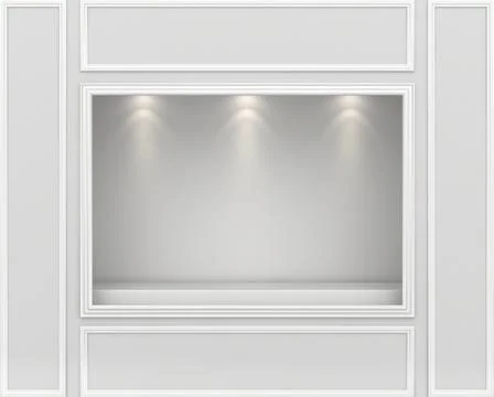 Empty shop window display. Place for the exhibition. Shopping center Illustrazione stock