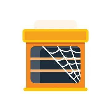 Empty shop window displaying spider web for halloween decoration Stock Illustration