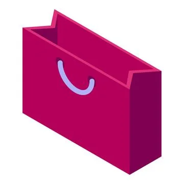 Empty shopping bag standing open with handles up isometric illustration Stock Illustration