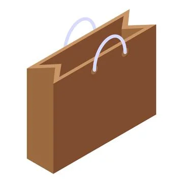 Empty shopping bag standing open with handles up isometric illustration Stock Illustration