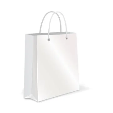 Empty Shopping Bag. White paper package for advertising or branding Illustrazione stock