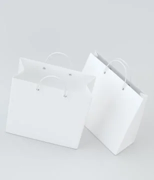 Empty Shopping Bags on studio rendering for advertising and branding. Top view Stock Illustration
