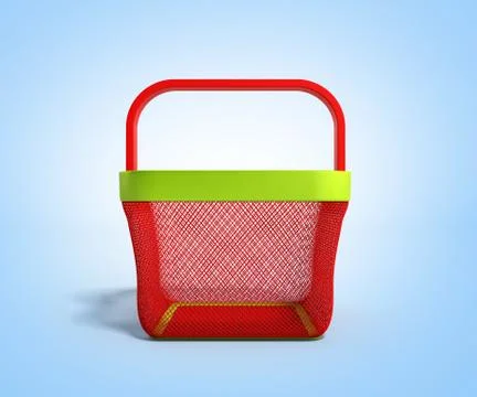 Empty Shopping Basket 3d Render on blue gradient bacground Stock Illustration