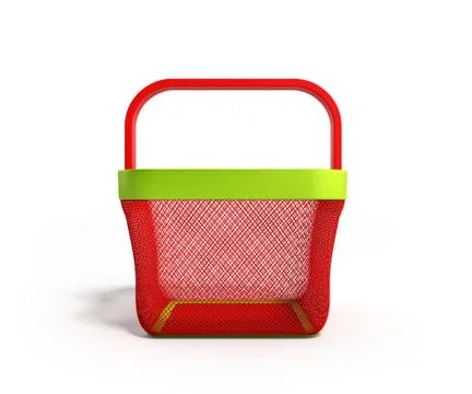 Empty Shopping Basket 3d Render isolated on white 库存插图