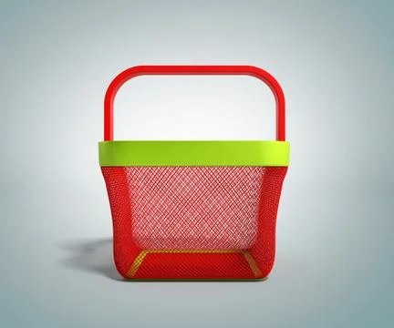 Empty Shopping Basket 3d Render on gradient bacground Stock Illustration