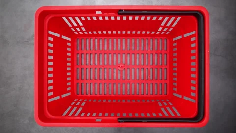Empty shopping basket appear - Stop motion 스톡 동영상 130890683