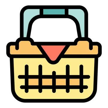Empty shopping basket with cloth inside and handle up for carrying groceries Stock Illustration