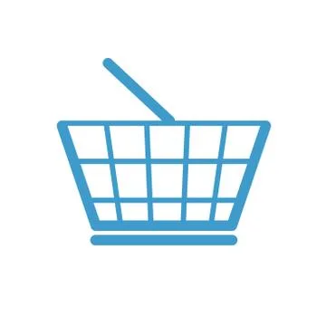 Empty shopping basket flat modern design. Colored vector icon isolated white Stock Illustration