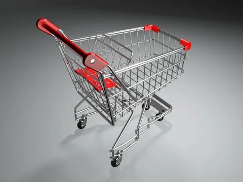 Empty shopping basket on grey background. 3d Stock-Illustration