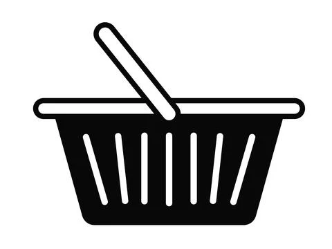 Empty shopping basket with handle up icon in simple style isolated on white.. Stock Illustration
