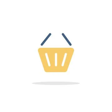 Empty shopping basket. Icon with shadow. Commerce glyph vector illustration Stock Illustration
