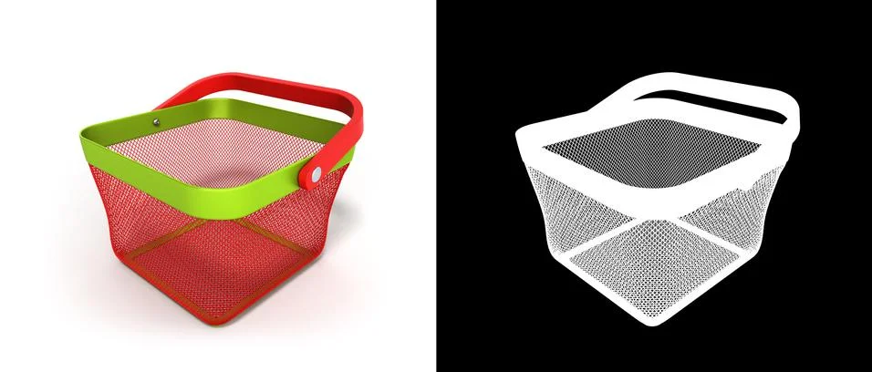 Empty Shopping Basket Render isolated on white 3D Illustration Stock Illustration