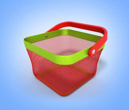 Empty Shopping Basket Render isolated on gradient 3D Illustration Stock Illustration