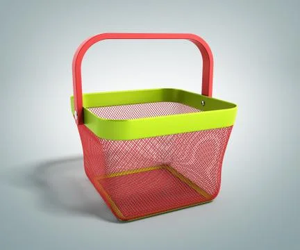 Empty Shopping Basket Render isolated on gradient 3D Illustration Stock Illustration