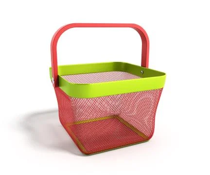 Empty Shopping Basket Render isolated on White Background 3D Illustration 스톡 일러스트