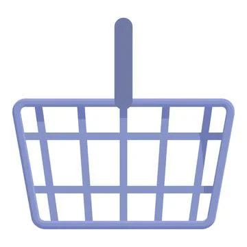 Empty shopping basket standing up with handle up icon cartoon style Illustration