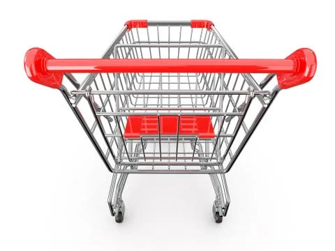 Empty shopping basket on white background. 3d Stock Illustration